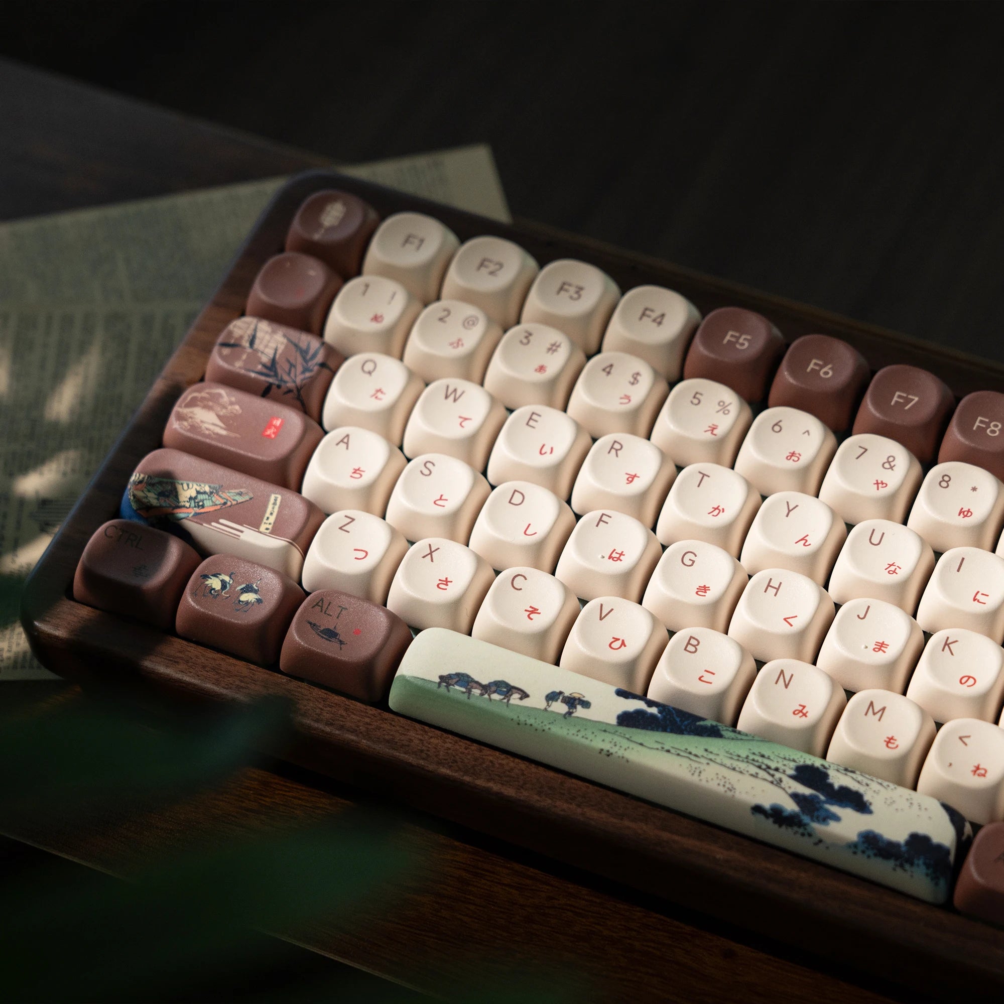 Womier Mount Fuji Custom Keyboard WD75 V2 Wooden Gaming Keyboard with QMK/VIA Tri-Mode Wireless Mechanical RGB 75% Hot Swappable